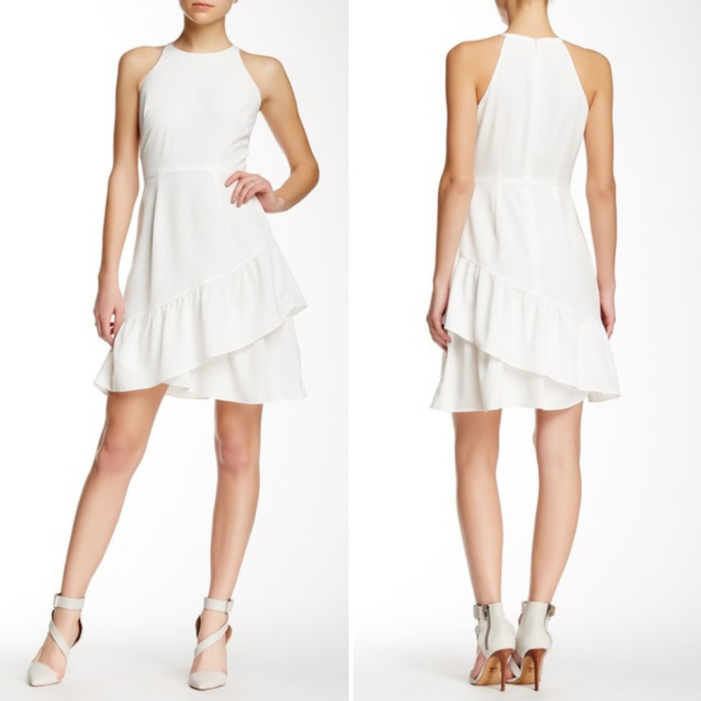 Shoshanna White Sleeveless Ruffle Tulip Hem‎ Formal Dress Size 8 NWT